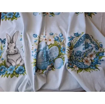 Látka Waflovina š.150cm Zajičci modrá