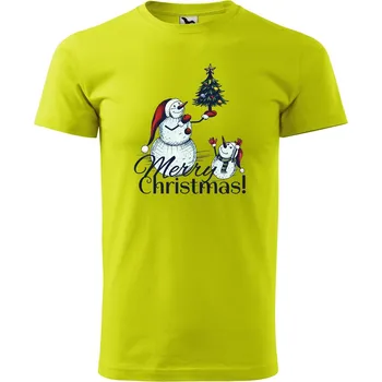 Pánské oblečení Pánské tričko Merry christmas Velikost: XL, Barva trička: Limetková