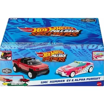 autíčko HOT WHEELS PULL-BACK SPEEDERS sada 2 aut GMC Hummer EV & Alpha Pursuit