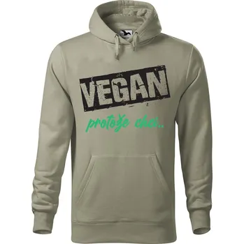 Pánská mikina Pánská mikina s potiskem Vegan, protože chci Velikost (muž): M, Vyberte barvu: Světlá khaki