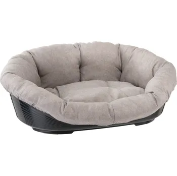 Pelíšek pro psa Ferplast sada s košem Siesta Deluxe s béžovým polštářem Sofà Tweed - velikost 10: D 93,5 x Š 68 x V 28,5 cm