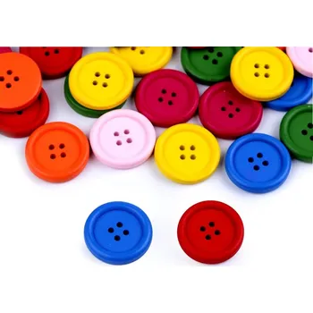 Knoflík Barevný Dřevěný dekorační knoflík 50 kusů - mix barev