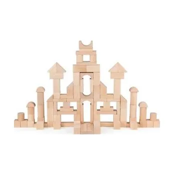 Dřevěná hračka Sada 100 přírodních dřevěných kostek s možností vrácení nebo výměny do 30 dnů zdarma - A22