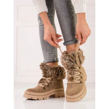 Dámské polobotky Goodin Krásné kotníkové boty dámské béžové na plochém podpatku 37