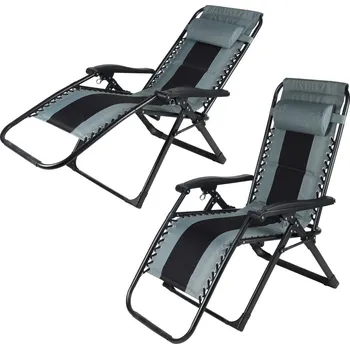 SKLÁDACÍ ZAHRADNÍ ŽIDLE MULTIFUNKČNÍ 162X52/65X110CM ČERNO ŠEDÁ