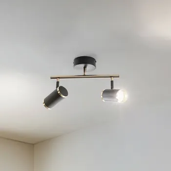 Lampička Lucea Stropní bodové svítidlo Lume, 2 světla, černá/mosaz, výška 22 cm, železo černá, mosazná 2 x 20 W - Doprava zdarma