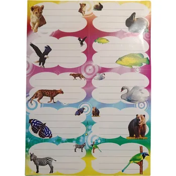 samolepka Samolepky na sešit, knihu – jméno, předmět, zvířata, 10 ks