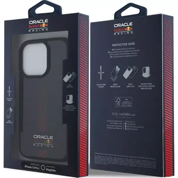 Pouzdro na mobilní telefon Red Bull silikonový kryt "Carbon Powerbar" s MagSafe pro Apple iPhone 14 Pro