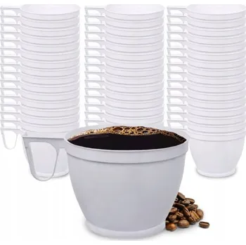 Jednorázové nádobí Plastové kelímky na kávu, čaj, bílé, 1, 60 Ml 50 Ks
