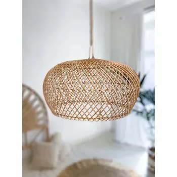 Závěsná lampa ratanová pletená ručně přírodní PLAT 40x22