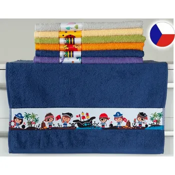 Dětský ručník NORA TISK 50x100 450g Piráti II tmavě modří