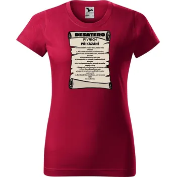 Dámské tričko Dámské tričko s potiskem Pivní přikázání Barva trička: Marlboro červená - 23, Velikost: 2XL