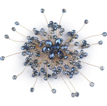 Brož Brož se skleněnými broušenými korálky Hand made, barva 8 (314) modrá zlatá