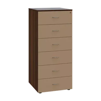 Kartotéka LKR - A5 dřevěná kartotéka, 6-zásuvková, centrální zámek, korpus ořech královský/čílka mocca