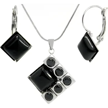 Souprava šperků Foxette Black Onyx set šperků se zirkony - Černá / Originální JF_0378