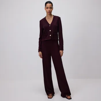 Reserved - Volné kalhoty s viskózou - hnědá - ZQ654-83X - ZQ654-83X-XL