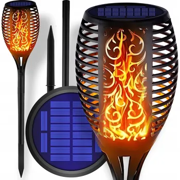 Venkovní osvětlení DUŻA POCHODNIA SOLARNA XXL LAMPA LED OGRODOWA PLAMEN EFEKT OHNĚ ZAPICHOVACÍ 57cm