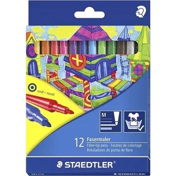 STEADTLER Fixy sada 12 BAREV, kulaté POPISOVAČE, TUSZ NA VODNÍ BÁZI