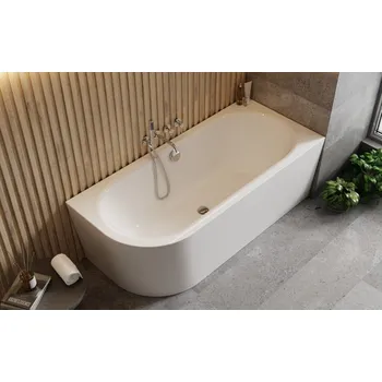 Vana HOPA Volně stojící vana AVITA A-LINE bílá, sifon s napouštěním přepadem + Barva sifonu - Zlatá, Rozměr vany - 150 × 75 cm, Způsob provedení - Pravé, VANAVITAL15PZN