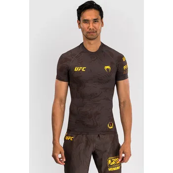 Oblečení pro bojové sporty Rashguard VENUM UFC Fusion by Venum Fight Week Kr. rukáv - hnědý M