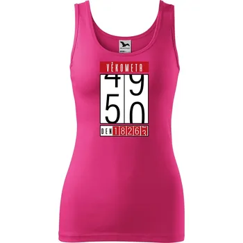 Dámské tílko s potiskem Věkometr 50 Velikost: XS, Barva: Purpurová