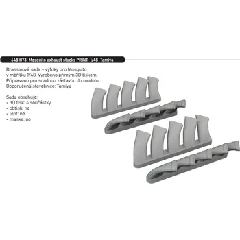 Plastikový model Eduard 1/48 Mosquito exhaust stacks PRINT (TAMIYA)