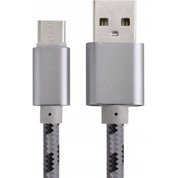 Datový kabel Kabel Black Stork USB - USB typ C 2 m šedý