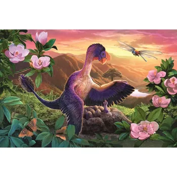 Puzzle TREFL Puzzle Úžasní dinosauři: Microraptor u hnízda 54 dílků