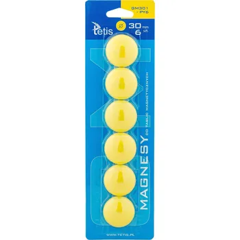 Žluté MAGNETY NA TABULE 30mm sada 6 KUSŮ Tetis PEVNÉ A ODOLNÉ