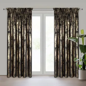 Závěs Sametový závěs RENIA s lesklým potiskem - černý