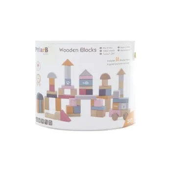 Dřevěná hračka PolarB Dřevěná stavebnice 60 kostek