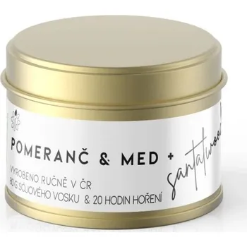 Svíčka Vontree Candle Vonná sójová svíčka v plechovce Santal, Med, Pomeranč
