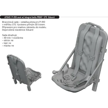 Plastikový model Eduard 1/72 P-51D seat w/ integral belts PRINT (EDUARD)