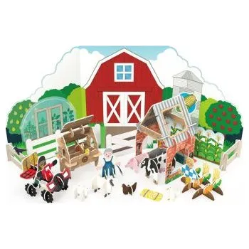 Dřevěná hračka Herní set k sestavení farmy s hospodářskými zvířaty s možností vrácení nebo výměny do 30 dnů zdarma - PT9