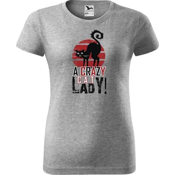 Dámské tričko Dámské tričko s potiskem Crazy cat lady Barva trička: Tmavě šedý melír - 12, Velikost: XS