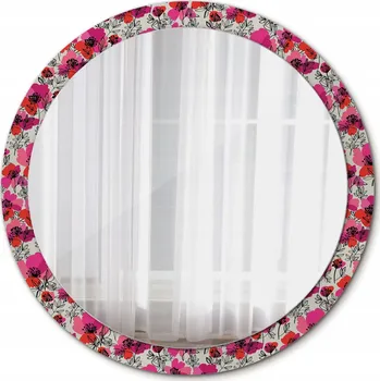 Zrcadlo Kulaté Zrcadlo do Obýváku Nástěnné Růžové vlčí máky 100cm