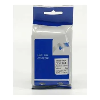 Pásek do tiskárny Master tape kompatibilní páska do tiskárny štítků, pro Brother, PT-M961, černý tisk/stříbrný podklad, nelaminovaná, 8m, 36mm
