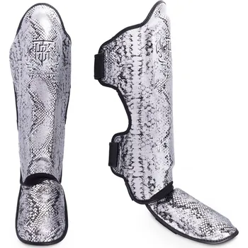 Chránič holeně pro bojový sport Chrániče holení Top King SUPER SNAKE - černo stříbrné M