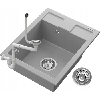 Granitový dřez Jednokomorový granitový dřez Granitan SAMOS, šedá barva
