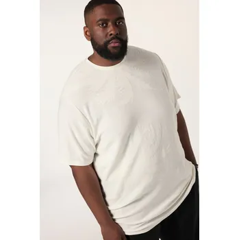 Pánské tričko STHUGE, Plus size Tričko STHUGE FLEXLASTIC®, krátké rukávy, oversize, žakárový žerzej, do 8XL pro plnoštíhlé nadměrná velikost, 837002200-1456, bílý, 7XL, Plus size oblečení, Oblečení pro vysoké muže, Nadměrné velikosti, Oblečení pro plnoštíhlé.