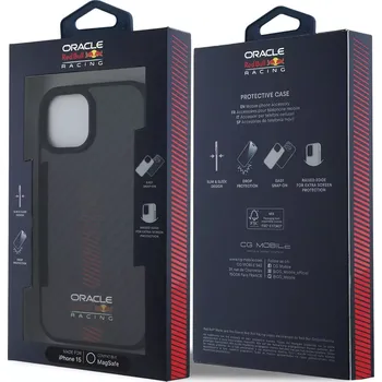 Pouzdro na mobilní telefon Red Bull silikonový kryt "Carbon Powerbar" s MagSafe pro Apple iPhone 15