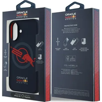 Pouzdro na mobilní telefon Red Bull silikonový kryt "Red Ring Logo" s MagSafe pro Apple iPhone 16 - modrá