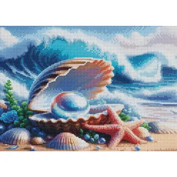 Diamantové malování Diamantové malování - perla v mušli 30 x 40 cm