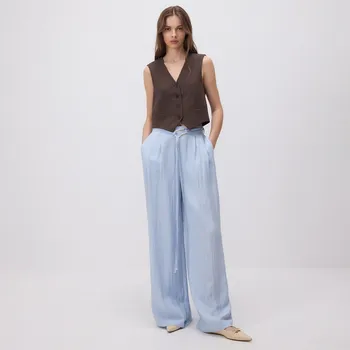 Reserved - Volné kalhoty s páskem - bleděmodrá - 987BU-05X - 987BU-05X-S