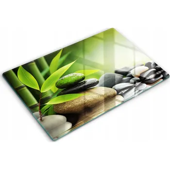 Obraz Ochranná deska z Tvrzené Sklo s ozdobným motivem Velká 80x52 cm Zen bambus kameny