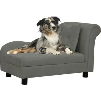 Pelíšek pro psa vidaXL Marketos Pohovka pro psy s polštářem tmavě šedá 83 x 44 x 44 cm plyš