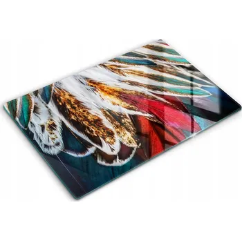 Obraz Dekorativní skleněná kuchyňská deska na krájení 80x52 cm - Boho peří ptáka