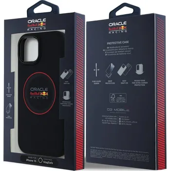 Pouzdro na mobilní telefon Red Bull PU kožený kryt "Red Ring Logo" s MagSafe pro Apple iPhone 15 - modrá