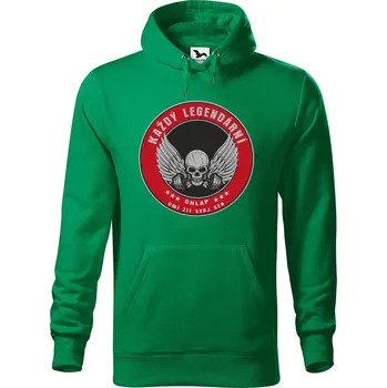 Pánská mikina Pánská mikina s potiskem Legendární chlap fitness Velikost (muž): XL, Vyberte barvu: Středně zelená