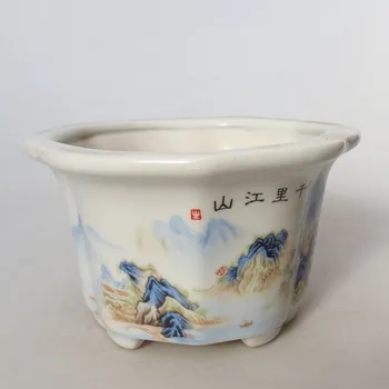 Květináč Keramická bonsai miska 11,5 x 11,5 x 6 cm bílá